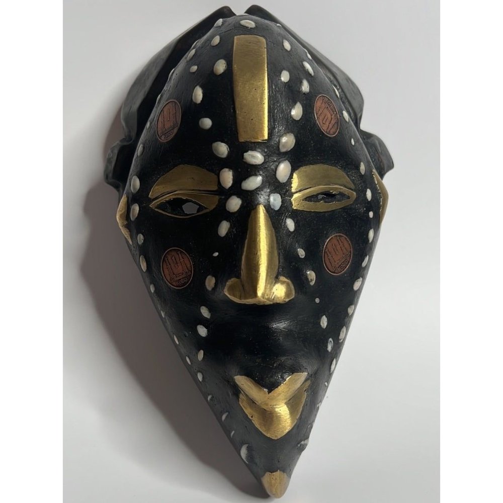 Vtg Handmade RARE African Nigerian Tikka Mask Squinti Art Maasai Mask Decorative